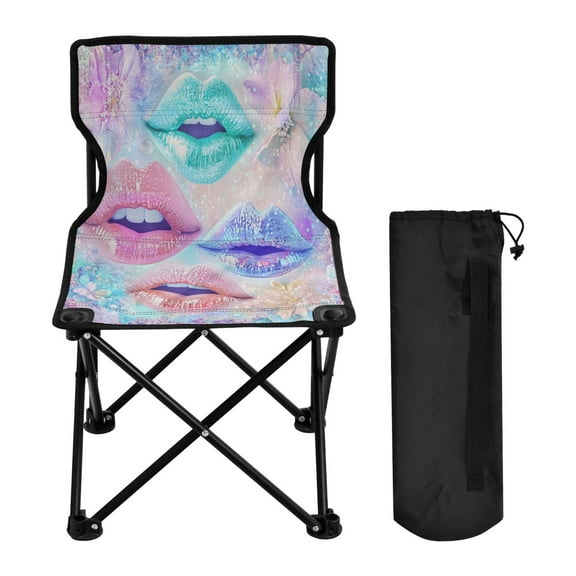 BZSMCE Camping Chairs Modern Colorful Kisses Pattern Folding chair