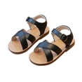 thumbnail image 2 of Fozruso Girls Sandals For Toddlers And Kids Soft Sole Roman Style Strappy Open Toe Casual Comfortable Beach Outdoor Indoor Play Shoes For Baby To Little Girls,Sizes 6 Toddlers 12-18 Months(Black), 2 of 6