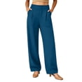 thumbnail image 3 of Stamzod Trousers Pants for Women Business Work Dress Pants Wide Leg Casual Trousers Slacks with Pockets Blue S, 3 of 7