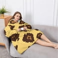 thumbnail image 5 of Oversized Wearable Blanket Hoodie,Yellow and Brown Of Leopard Print Sherpa Blanket Hoodie with Super Pockets,Super Warm Fuzzy Pullover for Women & Men, 5 of 6