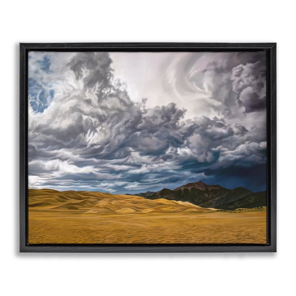 Stupell Industries Traditional Cloudy Sand Dunes Black Floating Frame Canvas Art, 21 x 17, by Kim McElroy