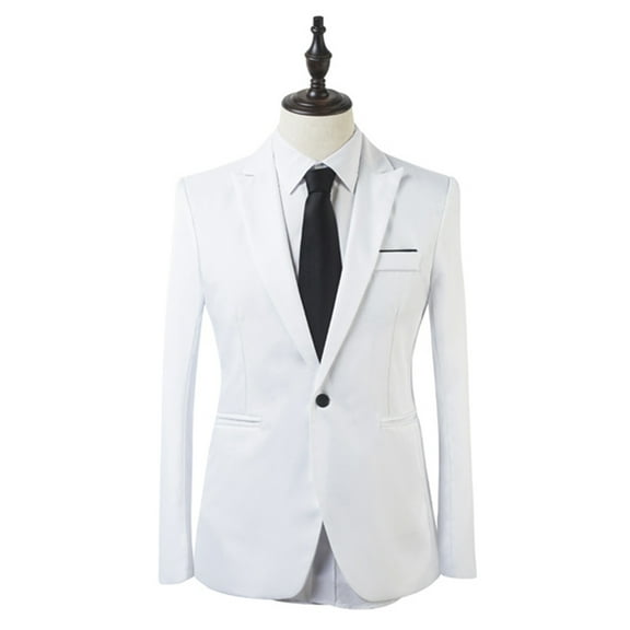 Ayyufe Men Slim Fit Business Leisure One Button Formal Two-Piece Suit for Groom Wedding White