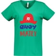 thumbnail image 3 of Inktastic Ahoy Matey, Pirate Hat, Skull and Bones - Red Blue Women's V-Neck T-Shirt, 3 of 5