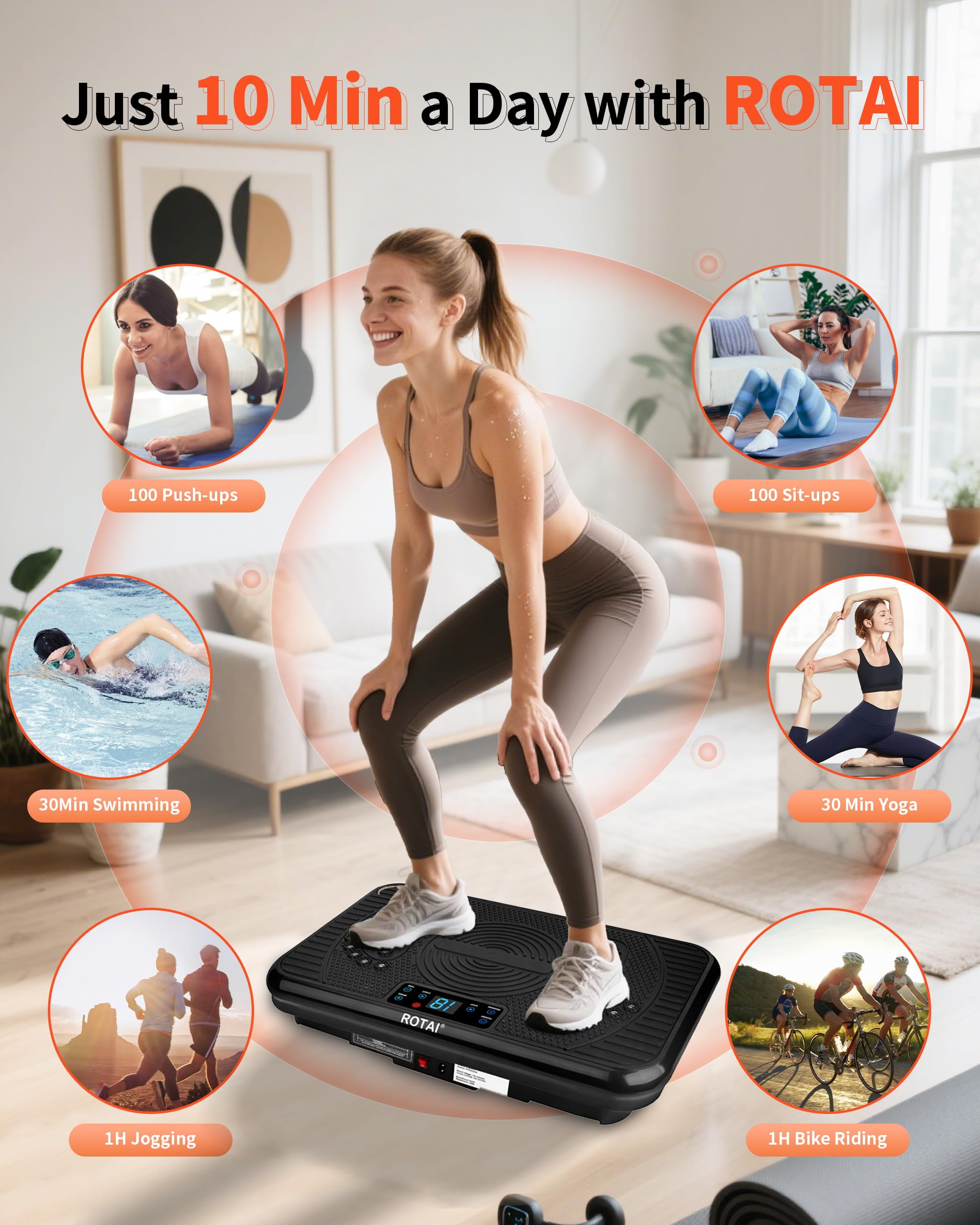 BEF Vibrating Plate Exercise Machine，Bluetooth Remote and LED Display, 300 lbs, 150 Watts Shake Board for Women and Men, Entertainment Activities, Black