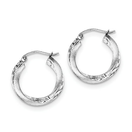 .925 Sterling Silver 22 MM Satin and Diamond-Cut Twisted Hoop Earrings