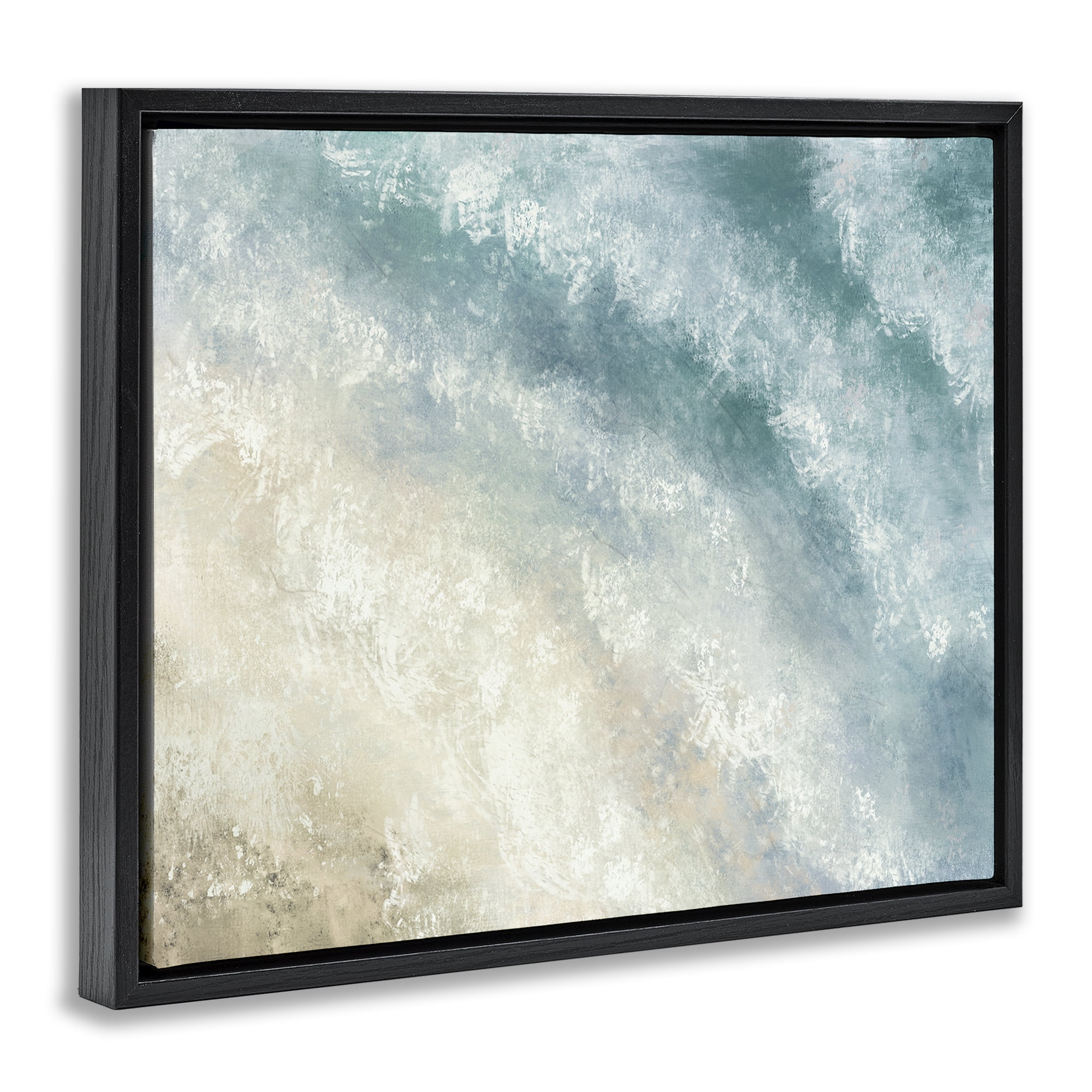 Stupell Industries Aerial Shore Foamy Waves Nautical & Beach Painting Black Floater Framed Canvas Art Print Wall Art, 21 x 17