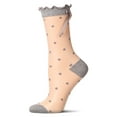 thumbnail image 2 of MeMoi Women's Polka Dot Bow-Cuff Sheer Crew Sock - Womens - Female, 9-11, Med Gray Heather, 2 of 6