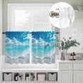 thumbnail image 5 of Kitchen Window Curtains Valance and Tier Set, Sea Wave Blue Sky White Clouds Rod Pocket Tier Curtain Valance Set, Summer Beach Theme Light Filtering Cafe Curtains for Bedroom Living Room, 5 of 9