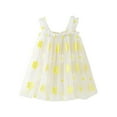 thumbnail image 2 of DAETIROS Girls Party Dress Yellow Sleeveless Tulle with Flowers for Kids, Lightweight Flower Girl Birthday Princess Summer Outfit Ages 1-7 Years,Size 1-2T, 2 of 5