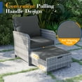 thumbnail image 3 of Poteban Gray Rattan Outdoor Seating 5-Piece Set,Outdoor Patio Chair with Ottoman for Front Porch Deck,Wicker Lounge Chair with Side Table,Grey, 3 of 9