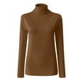 thumbnail image 5 of Women Casual Solid Long Sleeve Mock Turtleneck Blouse Tops Slim Fit Stretchy Layer Tee Shirts, 5 of 5