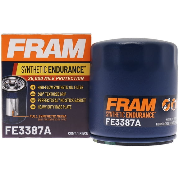 FRAM Synthetic Endurance Premium Oil Filter, FE3387A, 25K Miles, Replacement Filter for Select Vehicles