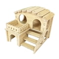 thumbnail image 3 of Cabaña de madera para escondite de animales pequeños, juguetes para jugar, decoración de hábitat para animales pequeños, casa para hámster Estilo A, 3 of 9