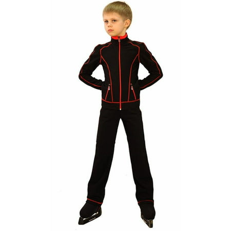 IceDress Figure Skating Outfit - Todes for Boys(Black with Red Line) (cm)