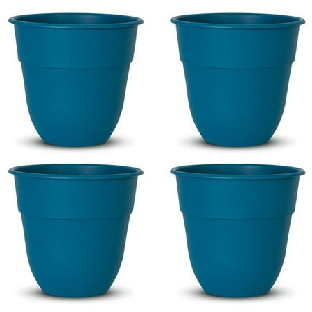 4 PC RESIN 10  BLUE FLOWER POTS OUTDOOR PLANTER Nursery Garden Indoor Plant