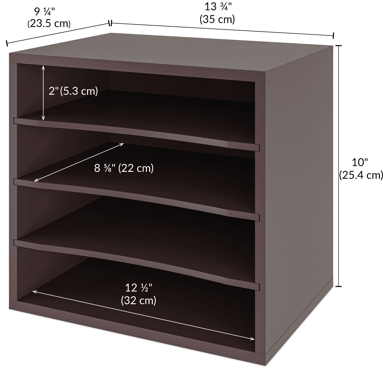 Ballucci 4-Tier Desk Paper Organizer, Office File Organizer, Document Letter Tray, Dark Brown