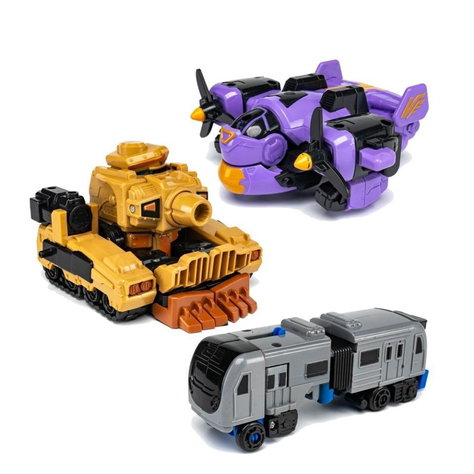Biplut Transform Car Robot Vehicles Toy Robot Transformer Toy Various Style Aircraft Tractor Tank Train Cartoon Model Toy Collectible -15cm Robot Transforming for Children Birthday Gift (Light Yellow) - image 4 of 13