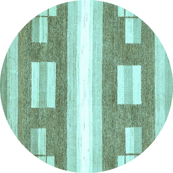 Ahgly Company Machine Washable Indoor Round Solid Light Blue Modern Area Rugs, 6' Round