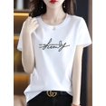 thumbnail image 3 of Elegant Women's T-Shirt with Letter Print - Crew Neck, Short Sleeve, Machine Washable - Perfect for Spring/Summer, SPECHIR, 3 of 6