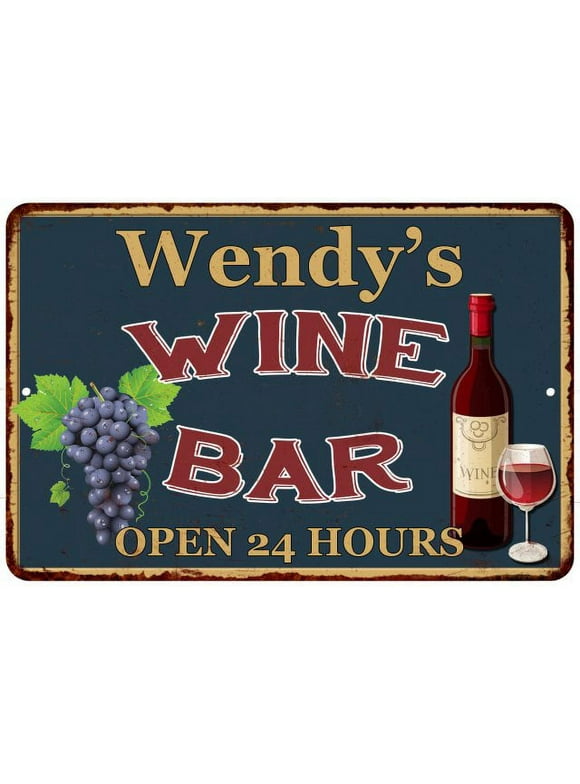 Wendy's Green Wine Bar Wall Decor Kitchen Gift 8x12 Metal 208120043193