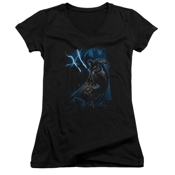 Batman Lightning Strikes Junior Women's T-Shirt V-Neck Black