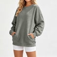 thumbnail image 4 of Vynhevius Womens Sweatshirt Solid Crew Neck Long Sleeve Back Pleated Pockets Casual Loose Pullover Top, 4 of 8