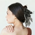 thumbnail image 2 of Unique Bargains 1 Pc Hair Clip Floral Bow Pattern Claw Clip 7.87"x1.77"x12.20" Black White, 2 of 5
