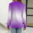 thumbnail image 3 of WTOBBY Women's Gradient Print V-Neck Button Down Long Sleeve T-Shirt Top, Casual Fashion Tee for Daily Comfort, Soft Blend Fabric Weekend Style,Purple S, 3 of 4