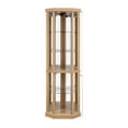 thumbnail image 5 of DEALTOPS Vintage Corner Display Cabinet, Lighted Glass Curio Cabinet with Adjustable Shelves, Light Oak, 5 of 8