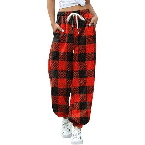 Qmyliery Christmas Fashion Printed Women Sweatpants Drawstring Jogger Pants with Pocket