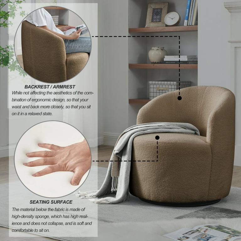 Swivel Barrel Chair with Round Storage Ottoman 24
