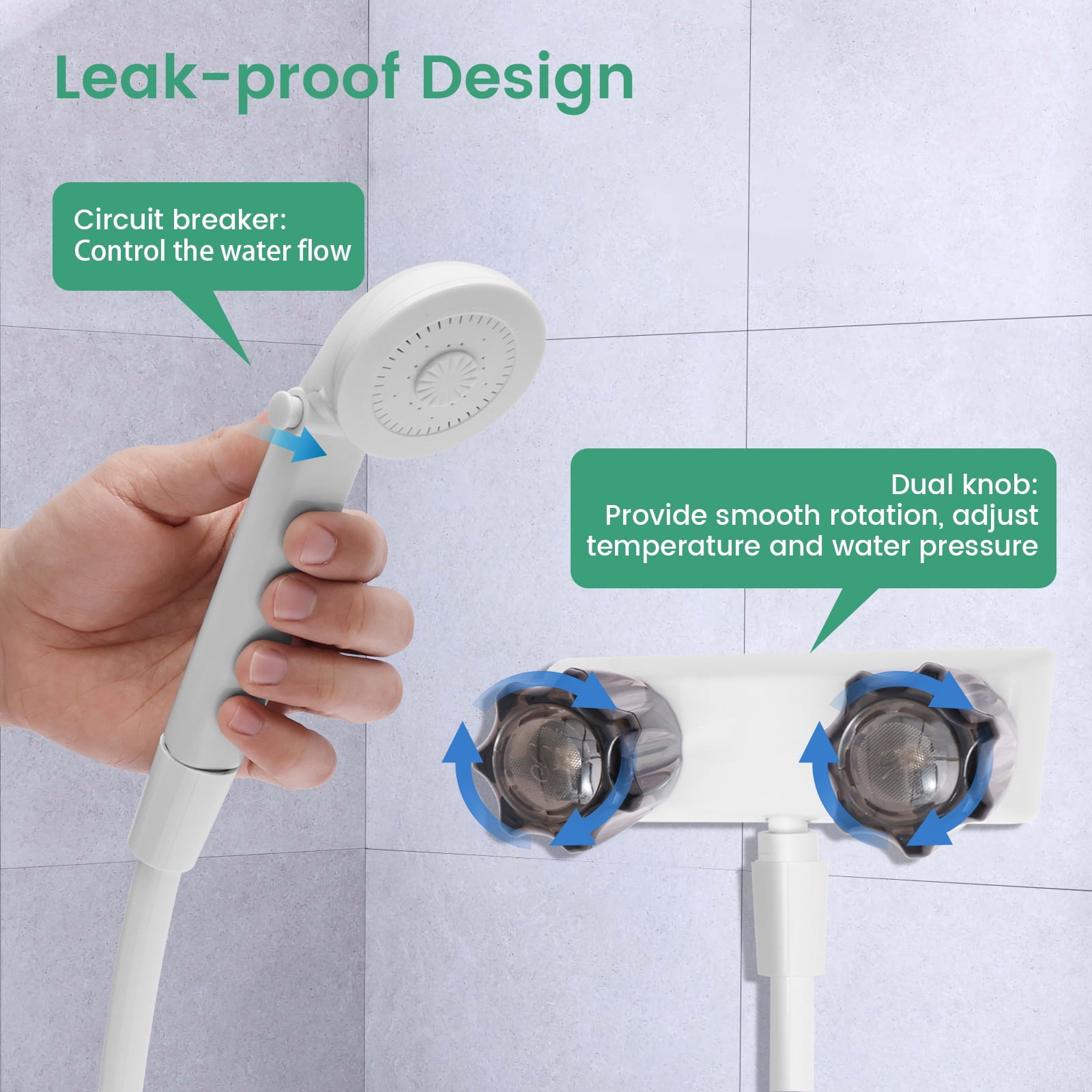 RV Shower Faucet with Handheld Showerhead and Hose 4" Metal Shower Set Leak Resistant for RV Camper Motorhome Travel Trailer (Indoor/Outdoor Use)