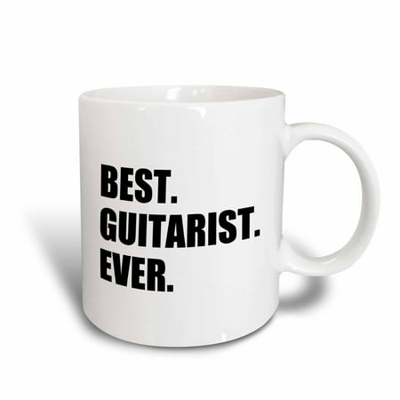 3dRose Best Guitarist Ever - fun gift for talented guitar players, black text, Ceramic Mug, (Best Rugby Player Ever)