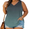 thumbnail image 2 of StSilkitty Plus Size Tank Tops for Womens Gradient Color Loose V Neck Blouses Summer Beach Lightweight Soft Shirts, 2 of 7