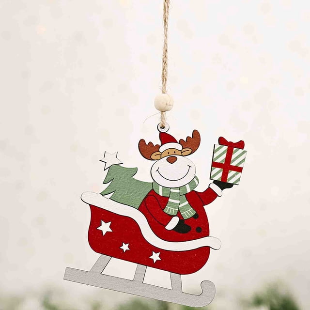 Xihbxyly Colgante de Coche de Esquí Navideño, Diseño de Esquí de Madera para Ancianos, Acabado Lijado Suave, Perfecto para Pintar, Scrapbooking, Decoración de Árboles, Manualidades Navideñas, Tamaño