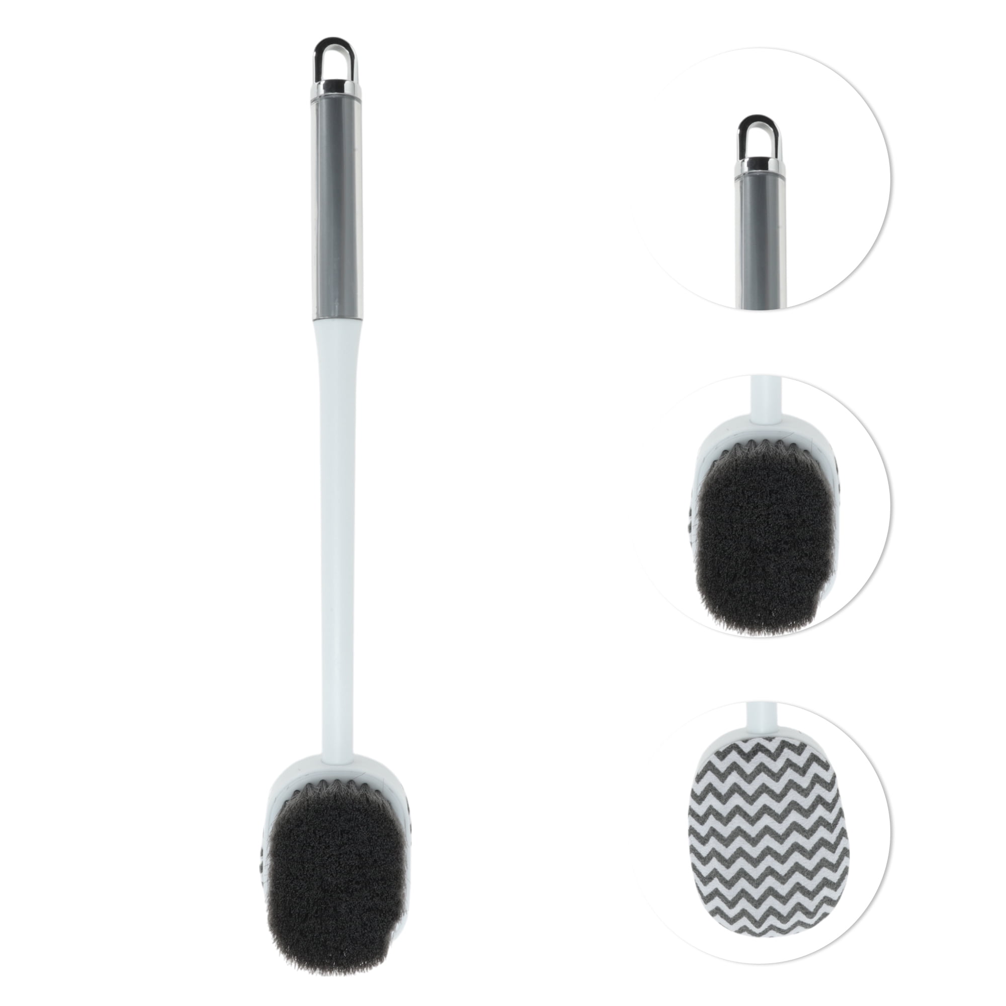 Unique Bargains Transparent Handle Bath Brush Body Scrubber 1 Pc Gray Black