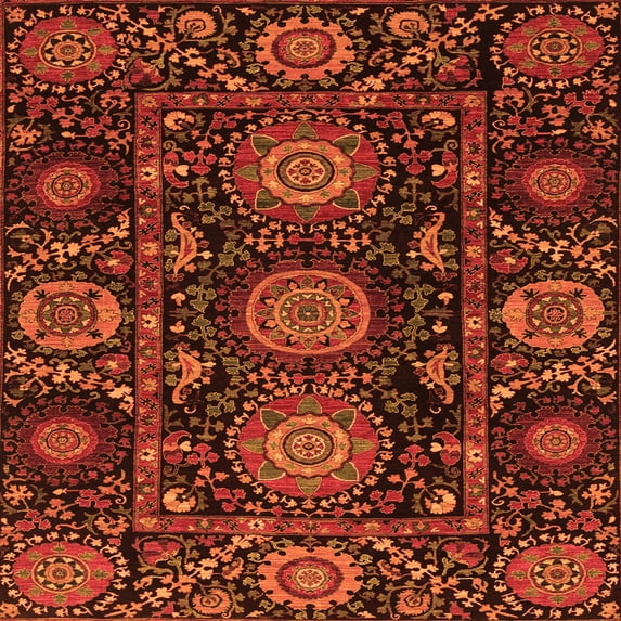 Ahgly Company Indoor Square Abstract Orange Modern Area Rugs, 7' Square