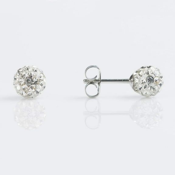 STUDEX Sensitive Crystal Fireball Stud Earrings 4.5mm | Hypoallergenic and Nickel Safe for Sensitive Ears | Surgical Stainless Steel Posts | High Fashion Earrings for Women and Men PR-304W-S