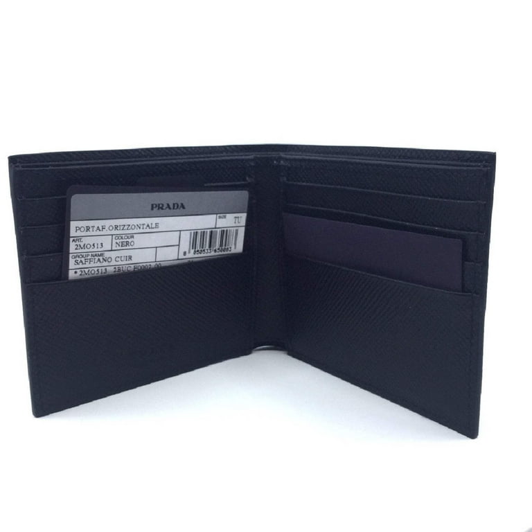 Prada Mens Nero Black Saffiano Leather Billfold Bifold Wallet