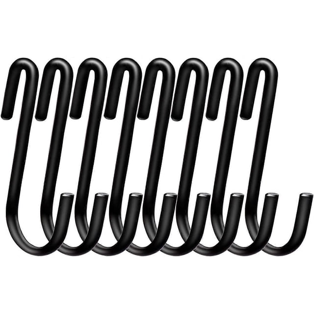 SZTXJ 20 Pack 6cm Large Heavy Duty S-Shape Hanger Hooks for Kitchen, Bathroom, Bedroom and Office (20 Pack, S, Black)