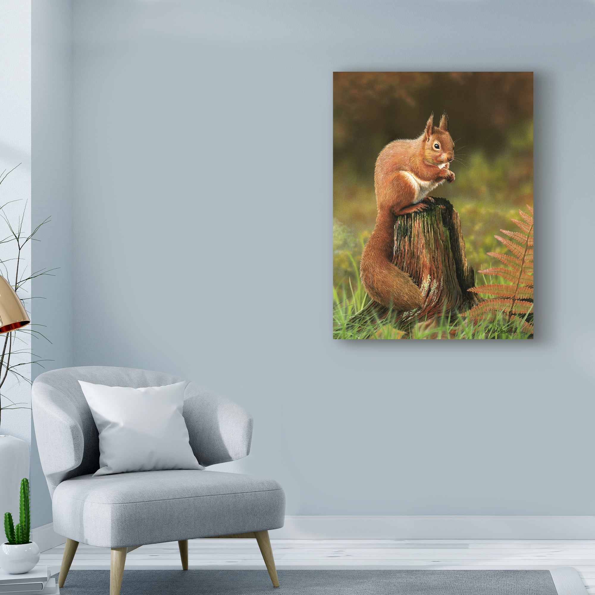 Trademark Fine Art Animals Canvas Art ' Red Squirrel On Stump ' by Nigel Artingstall