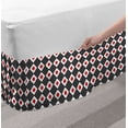 thumbnail image 2 of Japanese Bed Skirt, Flag Motif with Checkered Grid Style Stripes and Squares Oriental, Elastic Bedskirt Dust Ruffle Wrap Around for Bedding Decor, 4 Sizes, Vermilion Black White, by Ambesonne, 2 of 2