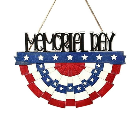 

YBWZH Hot Sale Hangs 4th Of July Door Sign Decoration Memorial Day Wreath Rustic Patriotic Door Hanger Farmhouse Wooden American Bunting Flag Independence Day Decor For Home Porch Wall Outside