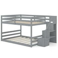 thumbnail image 1 of Costway Full Over Full Low Bunk Bed with Storage Stairs with Full-length Guardrails Gray, 1 of 10