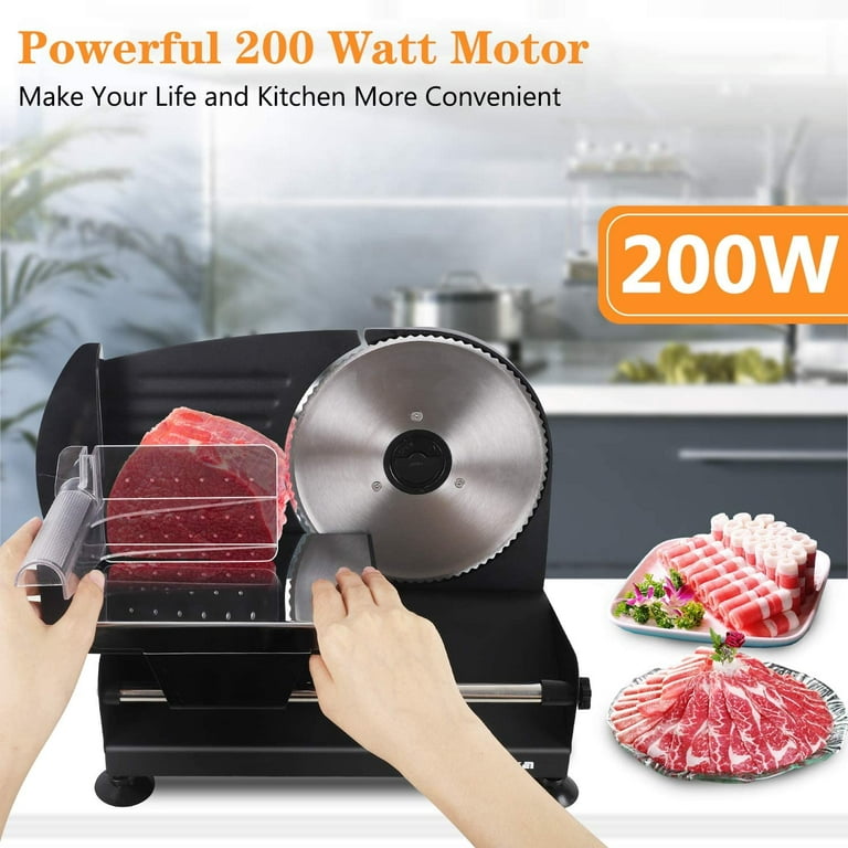 CukAid Electric Meat Slicer Machine for Home Use, 200W Deli Food Slicer,Meat Cutter Machine,Aluminum,Dishwasher Safe, Removable Blade & Food