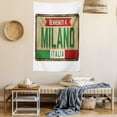 thumbnail image 2 of Italy Tapestry, Grunge Art Rustic Sign Written Welcome to Milan Phrase in Italian Language, Wall Hanging for Bedroom Living Room Dorm Decor, 60W X 80L Inches, White and Multicolor, by Ambesonne, 2 of 5