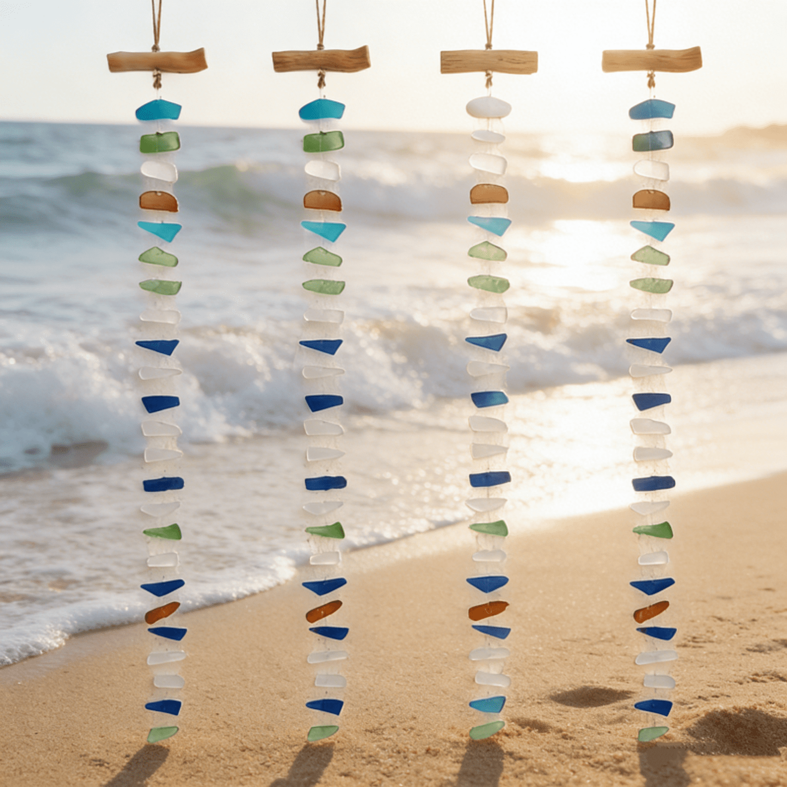 Decor for Home, Window Suncatcher, Driftwood Wall Art, 36 in Vertical Strand, Assorted Colors, Porch Decorations Outdoor, Wall Decor for Bedroom, 1 Pc