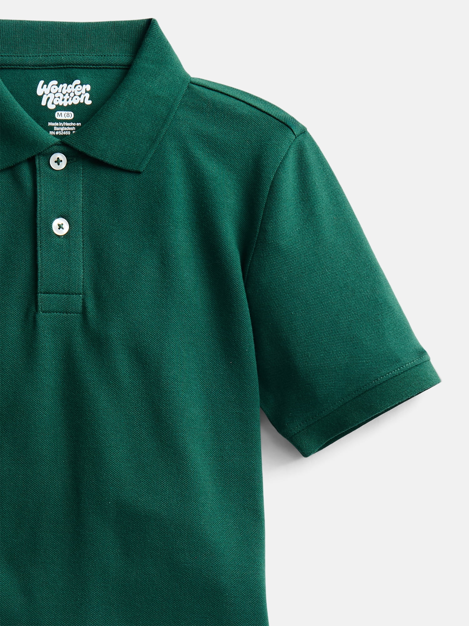 Wonder Nation Boys School Uniform Pique Polo Shirt with Short Sleeves, Size 4-18