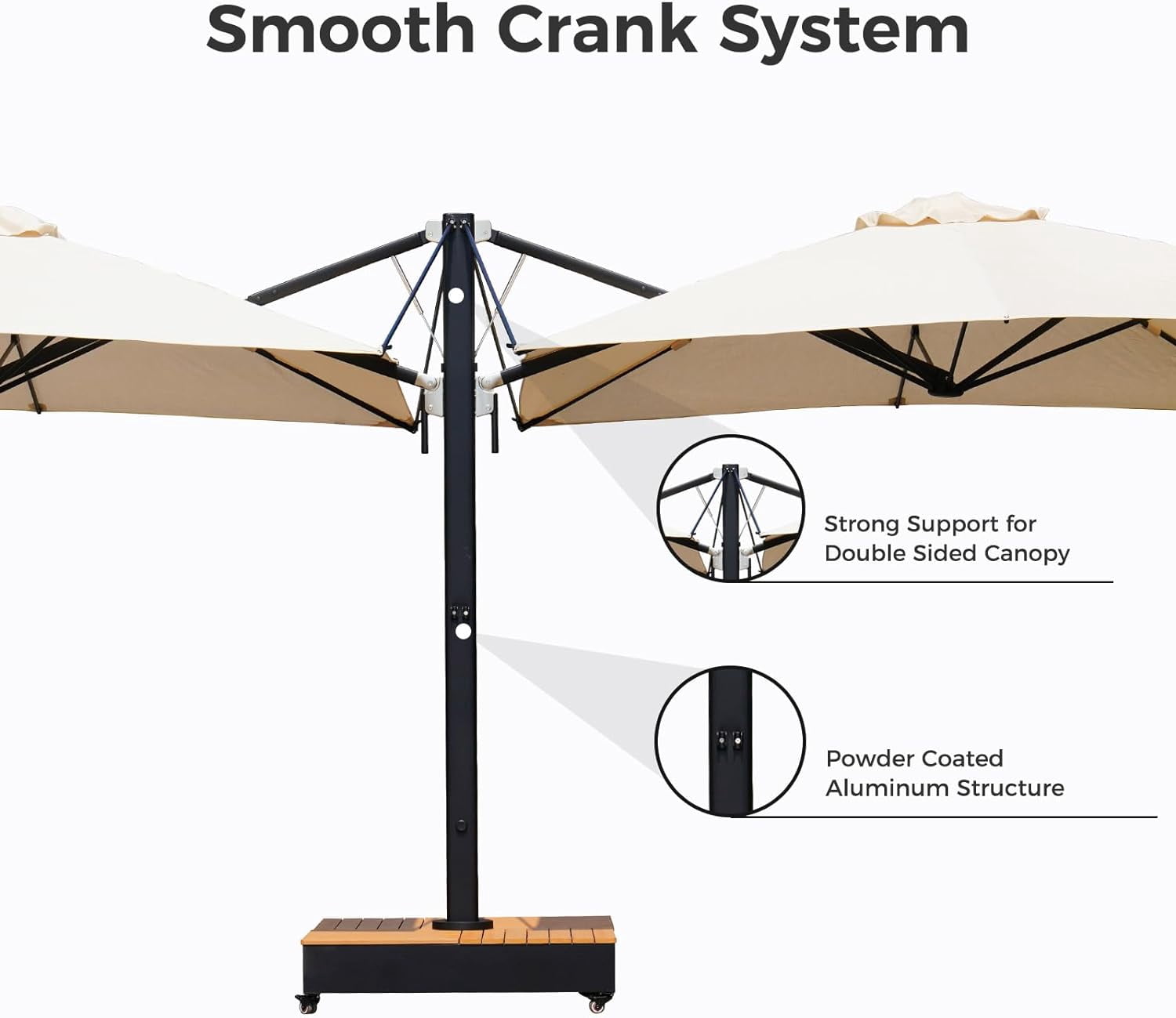 Grand Patio 10x10ft Patio Double-Sided Outdoor Cantilever Umbrella with Base & Cover, Black Pole