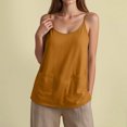 thumbnail image 2 of GEWSEY Womens Camisole Tank Tops Dressy Casual Cotton Linen Gauze Cami Shirts Adjustable Spaghetti Straps Tunic with Pockets (Yellow, XXL), 2 of 8